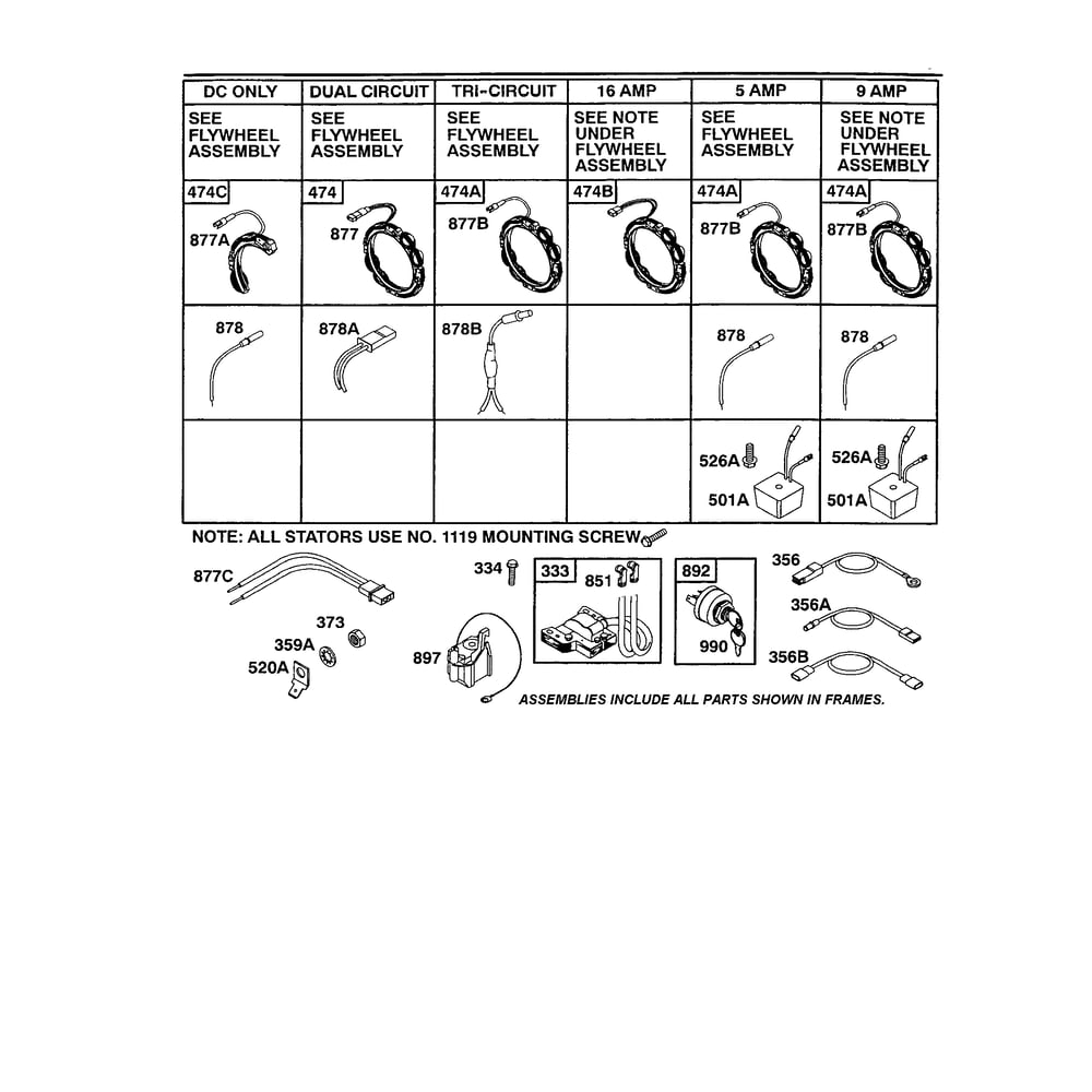 Circuits And Magneto Armature Diagram and Parts List for 422700TO422799  Briggs and Stratton Engine